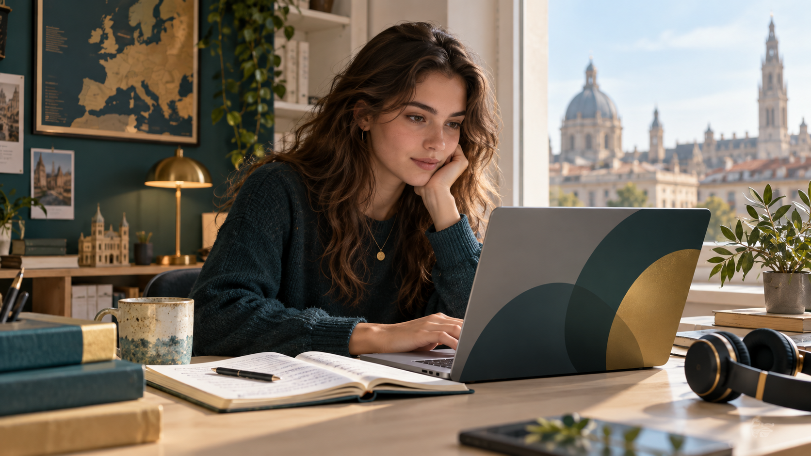 Student werkt geconcentreerd aan een laptop